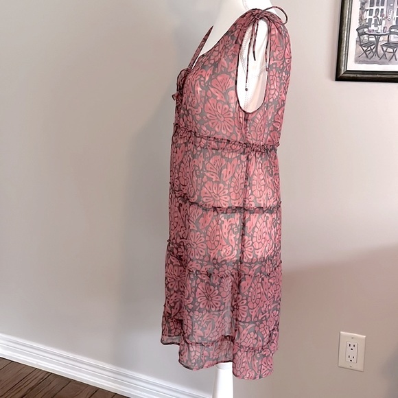 2 For $25 - AE American Eagle Sheer Print Dress Beach Coverup - Size 8 - Picture 9 of 14